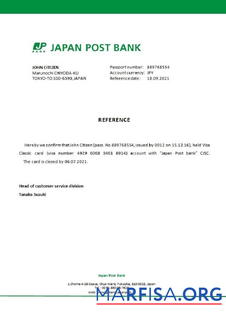 Realistic Japan Japan Post Bank closure reference sample